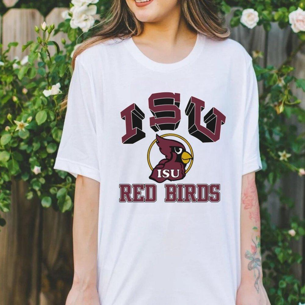 Illinois State University White Tshirt, Lsu Red Birds Spell Out Sport Shirt